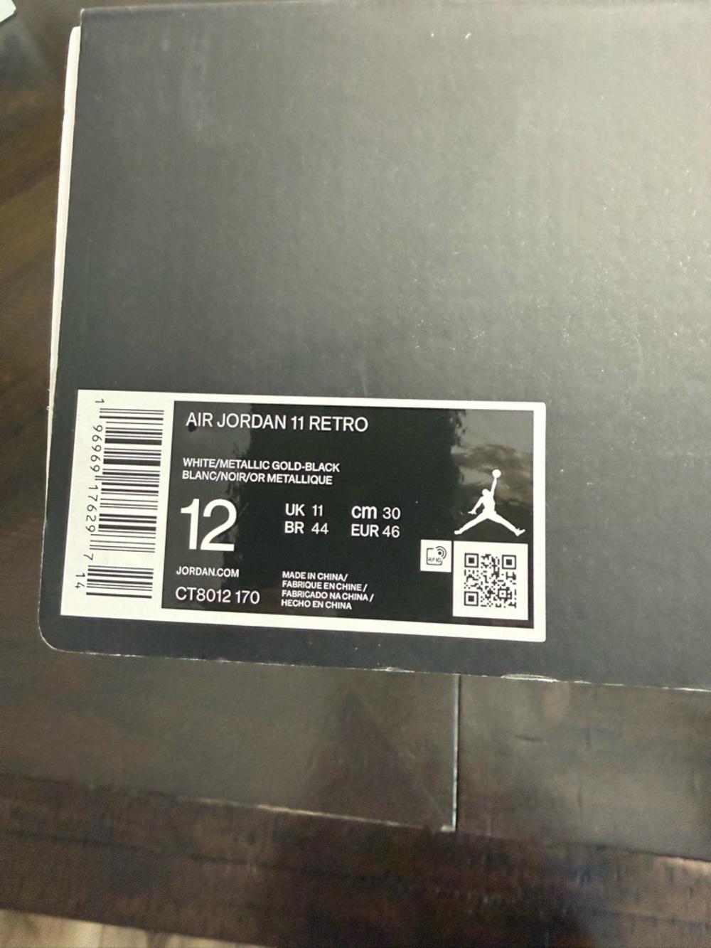 Jordan 11 Gratitude Basketball Sneakers in White, Black & Gold - Picture 9 of 9